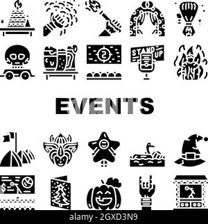 Events Und Festival Collection Icons Set Vector Stock Vektor