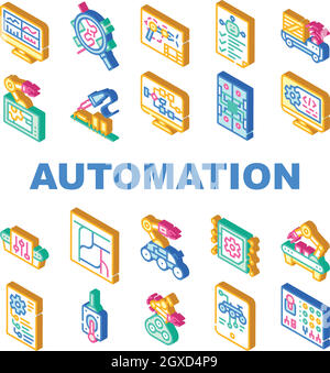 Automation Engineer Collection Icons Set Vektor Illustrationen Stock Vektor