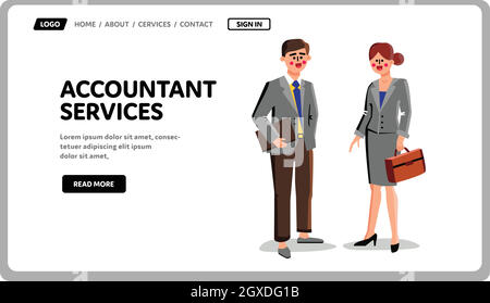 Buchhalter Dienstleistungen Arbeiter Geschäftsleute Vektor flache Abbildung Stock Vektor