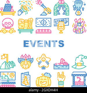 Events Und Festival Collection Icons Set Vector Stock Vektor