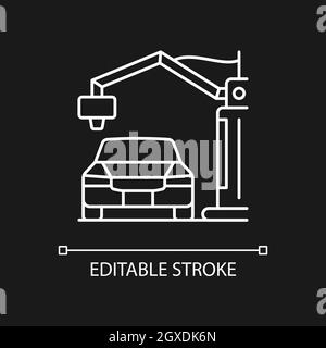 3d-gedrucktes Automobil weißes lineares Symbol für dunkles Thema Stock Vektor