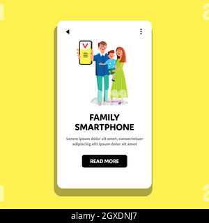 Familie Smartphone-Gerät Zeigt Mann Vater Vektor Stock Vektor