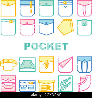 Patch Pocket Clothes Collection Icons Set Vector Stock Vektor