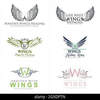 Satz von Flügeln Anfangsbuchstaben Logo-Design Stock Vektor