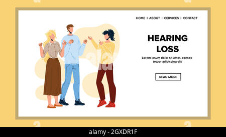 Hörverlust Problem Menschen Kommunikation Vektor Illustration Stock Vektor