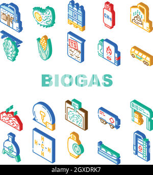 Symbole Für Die Sammlung Von Biogas-Energie – Vektor Festlegen Stock Vektor