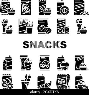 Snacks Food And Drink Collection Icons Set Vektor Stock Vektor