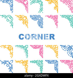 Ecke Dekoration Kollektion Icons Set Vektor flach Stock Vektor