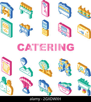 Catering Food Service Collection Icons Set Vektor Stock Vektor