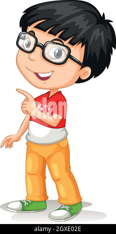 Asiatischer Junge mit Brille Stock Vektor