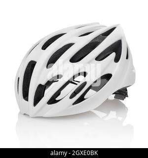 Fahrrad Helm auf weißem Hintergrund Stockfoto