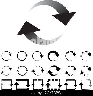 Pfeile Neu Starten Schnittstellenschaltflächen Zeichen Vektor Setzen Stock Vektor
