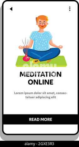 Meditation Online-Training Mit Trainer Vektor-Illustration Stock Vektor