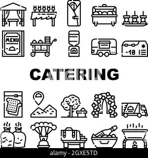 Catering Food Service Collection Icons Set Vektor Stock Vektor