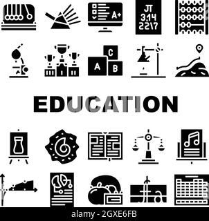 Education Science Collection Icons Set Vektor Illustrationen Stock Vektor