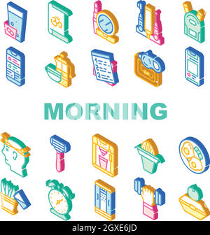 Morning Routine Daily Collection Icons Set Vector Stock Vektor