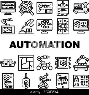 Automation Engineer Collection Icons Set Vektor Illustrationen Stock Vektor