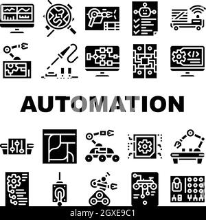 Automation Engineer Collection Icons Set Vektor Illustrationen Stock Vektor