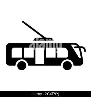 Flachvektor-Glyphen-Symbol für Trolley oder Trolleybus. Graph-Symbol für Reise- und Tourismus-Website und Apps Design, Logo, App, UI Stockfoto