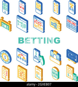 Wetten Auf Gambling Collection Icons Set Vektor Stock Vektor