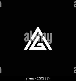 Initial Großbuchstabe Logo AG Monogramm abgerundete Form, weiße Farbe auf schwarzem Hintergrund Stock Vektor