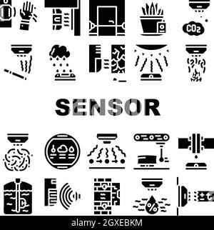 Sensor Elektronische Werkzeugsammlung Symbole Setzen Vektor Stock Vektor