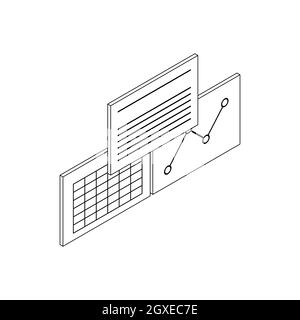 Symbol für Patientendatensätze im isometrischen 3d-Stil, isoliert auf weißem Hintergrund Stockfoto