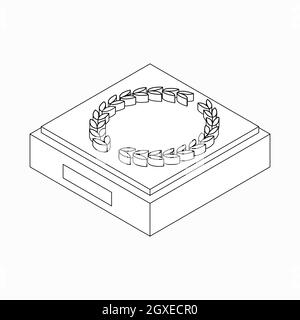 Lorbeerkranz mit Sternsymbol im isometrischen 3d-Stil auf weißem Hintergrund Stockfoto