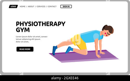 Physiotherapie Gym Ausübung Junger Mann Vektor Illustration Stock Vektor