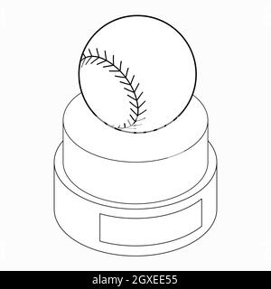 Baseballtrophäe-Symbol im isometrischen 3d-Stil auf weißem Hintergrund Stockfoto