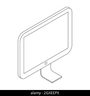 Computermonitorsymbol im isometrischen 3d-Stil auf weißem Hintergrund Stockfoto