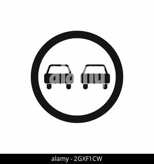 Überholverbot Road Traffic sign Symbol in einem einfachen Stil auf weißem Hintergrund Stockfoto