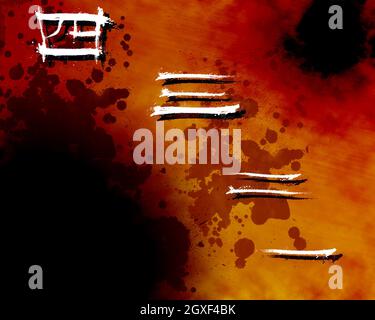 Hintergrund mit Countdown von 4 bis 1 in chinesischen Schriftzeichen Stockfoto