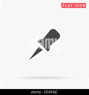 Symbol für flachen Vektor-Pin drücken. Handgezeichnete Design-Illustrationen. Stock Vektor