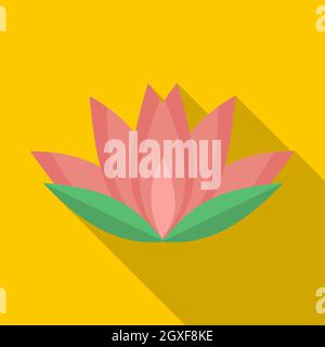 Lotus Blume Ikone in flachem Stil auf gelbem Hintergrund Stockfoto