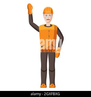 Builder-Symbol im Cartoon-Stil auf weißem Hintergrund Stockfoto