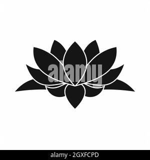 Lotus Blume Symbol in einfachen Stil isoliert auf weißem Hintergrund Stockfoto