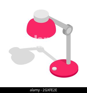Tischlampensymbol im isometrischen 3d-Stil isoliert auf weißem Hintergrund. Lichtsymbol Stockfoto