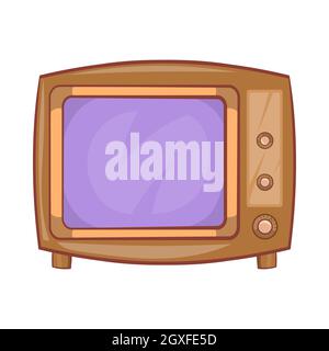 Retro-tv-Symbol im Cartoon-Stil auf weißem Hintergrund Stockfoto