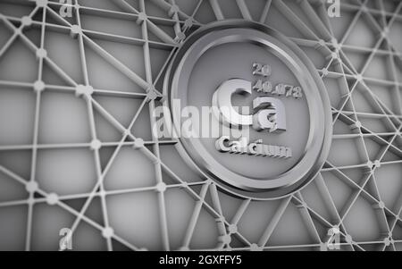 Abstraktes geometrisches Symbol des chemischen Elements Calcium. 3d-Rendering. Stockfoto