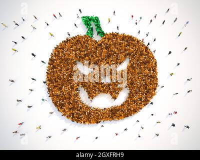 Viele Menschen zusammen auf einer halloween-Party. 3D-Rendering Stockfoto