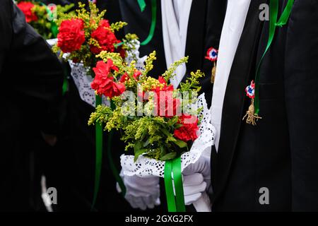 Villefranche-sur-Saône (Frankreich), 3. Oktober 2021. Welle von Wehrpflichtigen in der Nationalstraße. Stockfoto