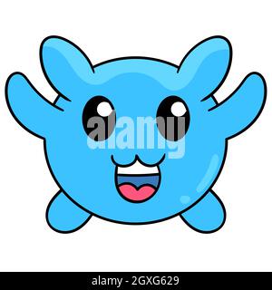 Cute blau rund Gesicht lächelnd Tier Stock Vektor