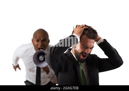 Konzept der verbalen Aggression durch einen Kollegen oder einen Chef Stockfoto