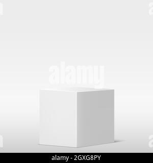 Realistisches Grau - weißes Studio, weiße Würfel Podium - Vektor-Illustration Stockfoto