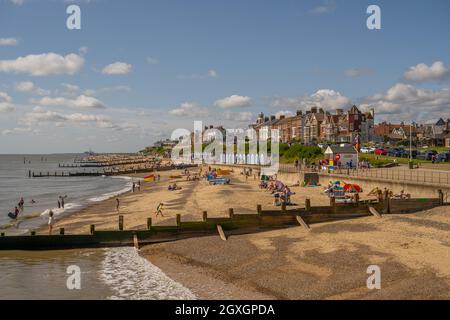 Der Strand von Southwold Suffolk vom Pier aus Stockfoto