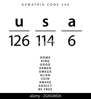 USA Wortcode im Englischen Gematria Stockfoto