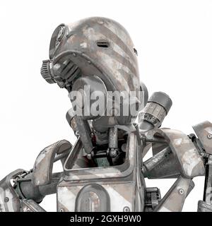 Mega Drohne Soldat Roboter id Porträt, 3d-Illustration Stockfoto