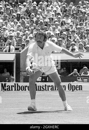 John Newcombe, Australian Open 1976, Viertelfinale, Kooyong Lawn Tennis Club, 26. Dez. 1975 - 4. Jan.1976, Melbourne. Stockfoto