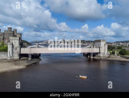 Conwy Railway Bridge, North Wales Stockfoto